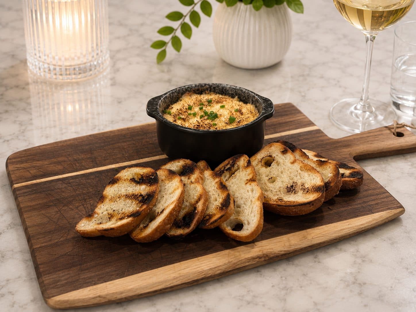 Crab dip with grilled bread